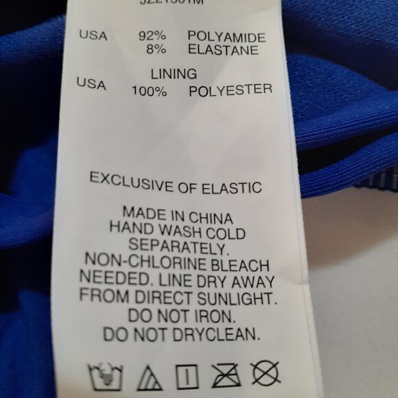 NEW $92 JANTZEN One Piece Swimsuit Size 8 High Neck Ruched Tummy‎ Control Blue - Picture 6 of 8